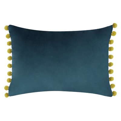 Fiesta Pom-Pom Trim Velvet Filled Cushion 35x50cm PAOLETTI