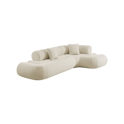 Canapé d'angle droit organique 3 places bouclette texturée ICONIK SWEEEK