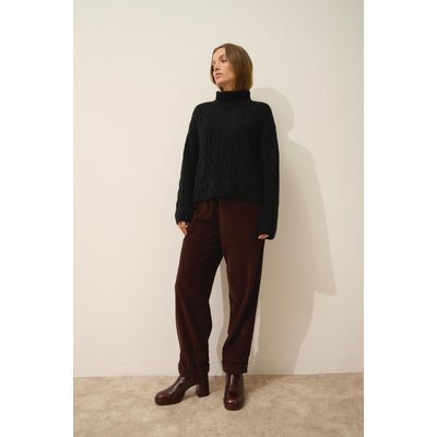 Pull Col Roulé 6 Fils Noir Alessia JUST CASHMERE