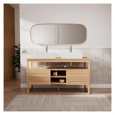 Ensemble meuble double vasque 140 cm + Vasques + Robinets + Miroir ATOLL MOB IN
