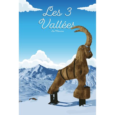 Tableau Mural Illustration Les Ménuires MONTAGNE CEANOTHE