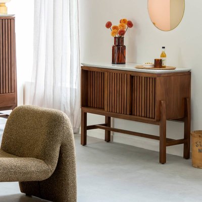 Buffet haut en bois d'acacia et terrazzo  KAELIS MADE IN MEUBLES 