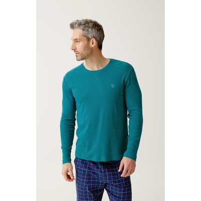 Tee-shirt manches longues en jersey de coton et modal couleur unie Sapin ARTHUR