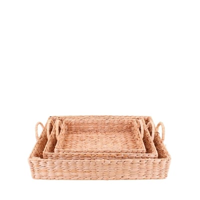 Set de 3 plateaux avec poignées en fibres naturelles ORNAMI