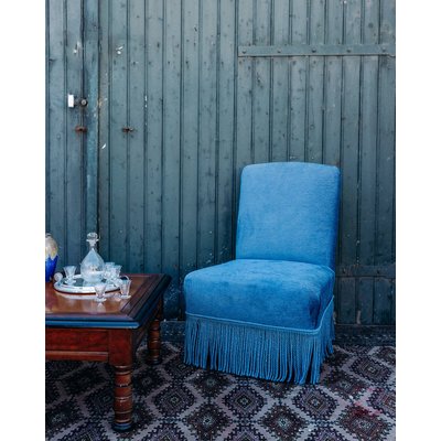 Chauffeuse en velours bleu Olivia N°31 - Bon état DEBONGOUT