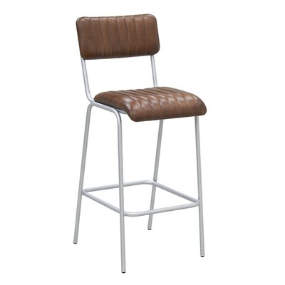 Tabouret de bar en cuir et métal Hauteur siège 75 cm AUBRY GASPARD