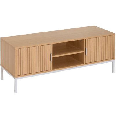 Meuble de télévision bois et métal blanc 2 portes 120x40x45cm WADIGA