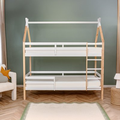 Lit enfant superposé Cabane en bois 90x190cm HYPNIA