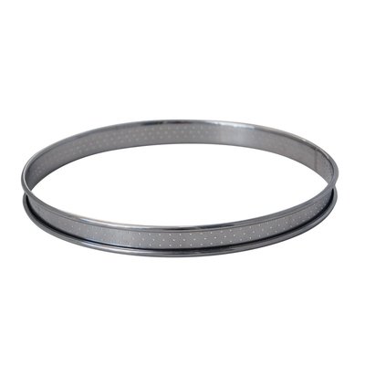 Cercle à tarte perforé bord roulé 24 cm en inox DE BUYER