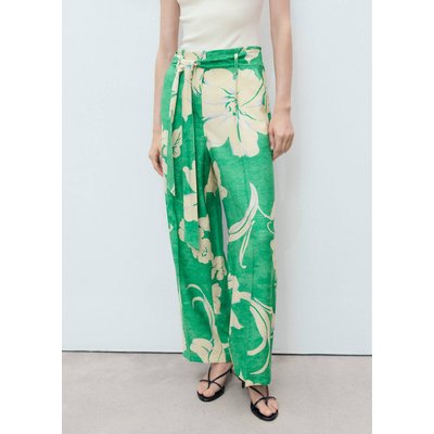 Pantalon imprimé avec ceinture MANGO