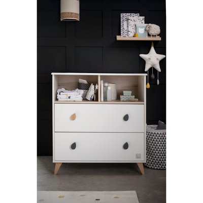 Commode 2 tiroirs 2 niches boutons goutte SAUTHON