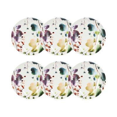 Lot de 6 assiettes calottes en porcelaine 21cm, AQUARELLE NOVASTYL