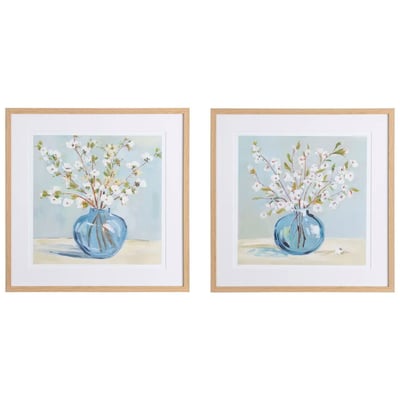 Set de 2 tableaux peints à la main fleurs 60x3x60cm WADIGA