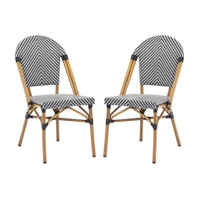 Chaise de terrasse bistrot en textile et aluminium motif chevrons noir et blanc (lot de 2) RIVOLI SWEEEK