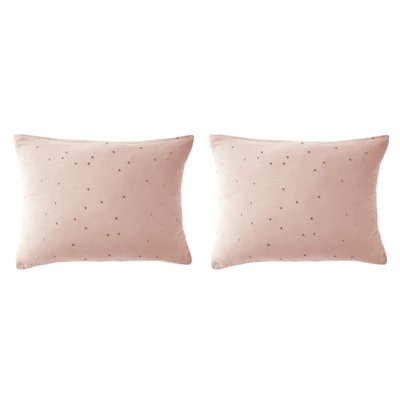 Lot de 2 taies d'oreillers à pois brodés TERRE DE NUIT