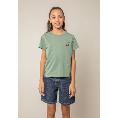 T-shirt fille en coton à motif cerises CHERRYHEARTH DEELUXE