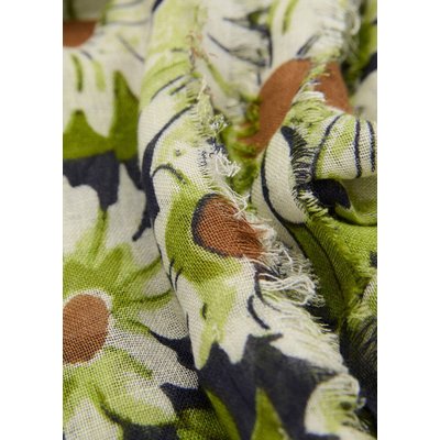 Foulard en lin mélangé fleuri MANGO
