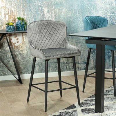 Chaise de bar en velours gris (lot de 2) ARLINGTON PIER IMPORT