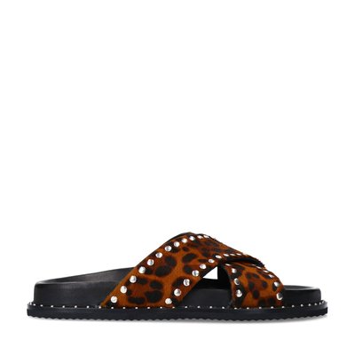 Claquettes léopard avec clous SACHA