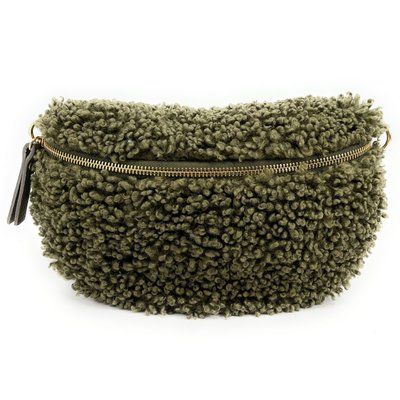 Sac banane en cuir et tissu peluche LOU PILOU OH MY BAG