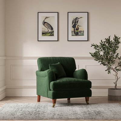 Emeline Velvet Armchair with Antique Castor Legs SO'HOME