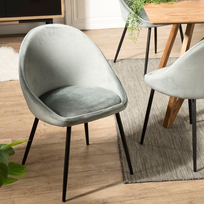 Chaise de salle à manger contemporaine tissu gris anthracite TIM (lot de 2) PIER IMPORT