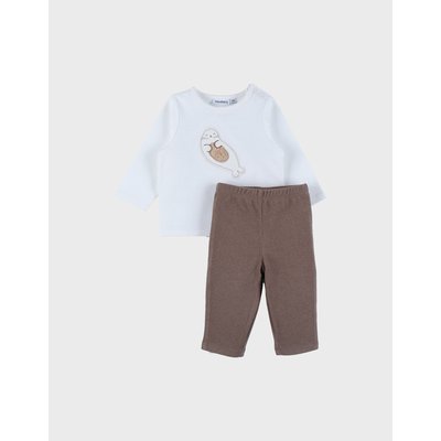 Ensemble t-shirt manches longues et legging en jersey côtelé brodé NOUKIE'S