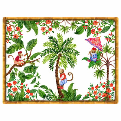 Set de table rectangulaire (40 x 30 cm) lot de 6 - Singes de Bali LES JARDINS DE LA COMTESSE