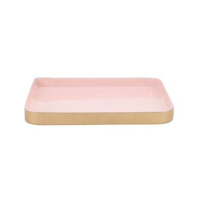 Plateau carré en métal rose 25x25cm ORNAMI