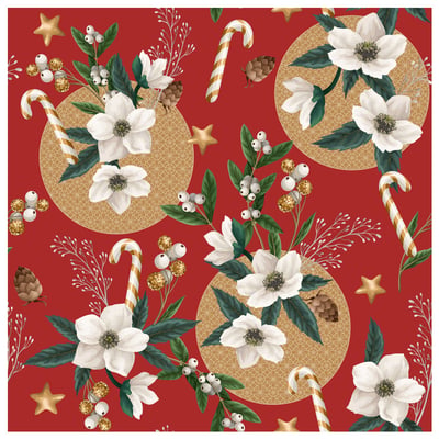Nappe Toile cirée au mètre Roselle de Noel rouge EDEN