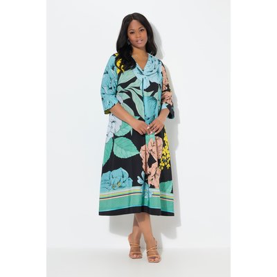 Robe midi en lyocell. Col en V et manches ULLA POPKEN