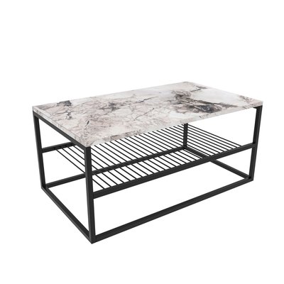 Table basse en panneaux de particules et acier avec 1 étagère TOILINUX