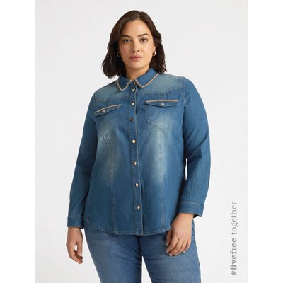 Chemise en jean avec chaînes cousues au col et aux poches FIORELLA RUBINO