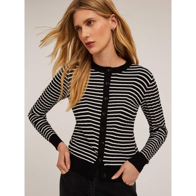 Cardigan en FIL de viscose mélangée à côtes tridimensionnelles MOTIVI
