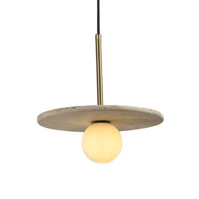 Suspension travertin et globe opale - SILVIA KOSILUM