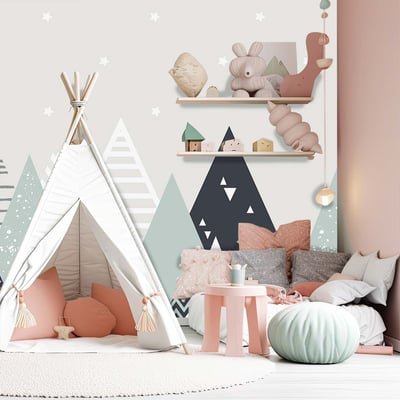 Papier peint enfant montagne scandinave HEXOA