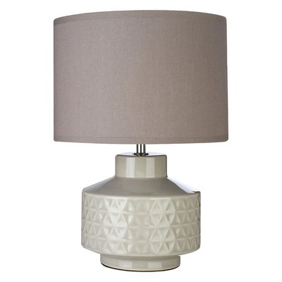 Geometric Embossed Ceramic with Grey Shade Table Lamp SO'HOME