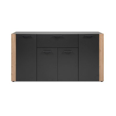 Buffet salle à manger gris foncé 4 portes 1 tiroir ALVA PIER IMPORT