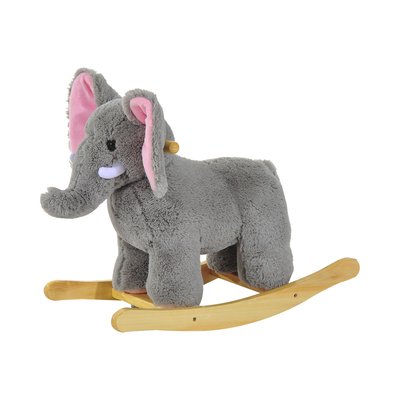 Jouet à bascule éléphant enfant +18 mois effet sonore poignées gris HOMCOM