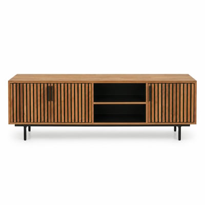 Meuble TV 3 portes 2 niches teck recyclé FANO PIER IMPORT
