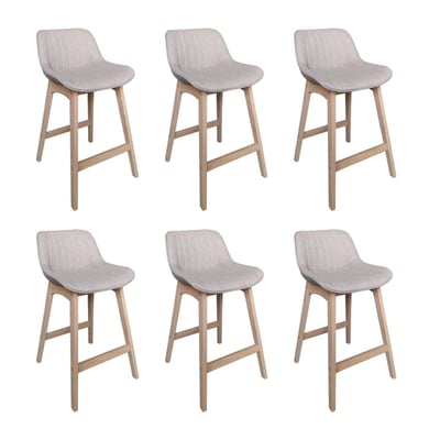 Lot de chaises d'îlot et bar en chêne et assise tissu 65cm MELLOW | Lot de 6 MOB IN