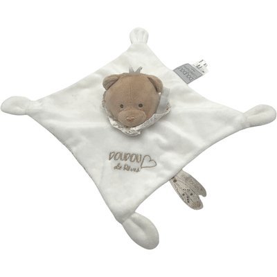Doudou plat Ours beige et blanc 20cm - Bon état DOUDOU ET COMPAGNIE