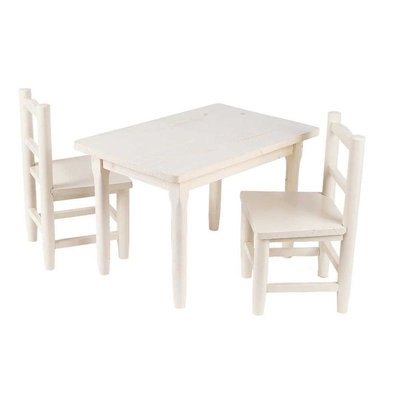 Salon enfant 1 table 2 chaises en pin blanchi AUBRY GASPARD