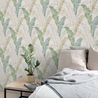 Papier peint rouleau feuilles tropicales HEXOA