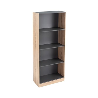 Étagère en MDF Bois et Gris - 4 étagères WADIGA