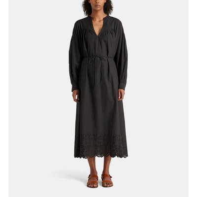 Robe Longue Ample Laspy Ceinture Broderies Coton Bio JODHPUR