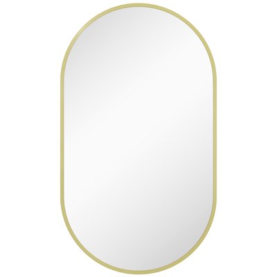 Miroir mural ovale dim. 40L x 70H cm cadre arrondi alu. HOMCOM