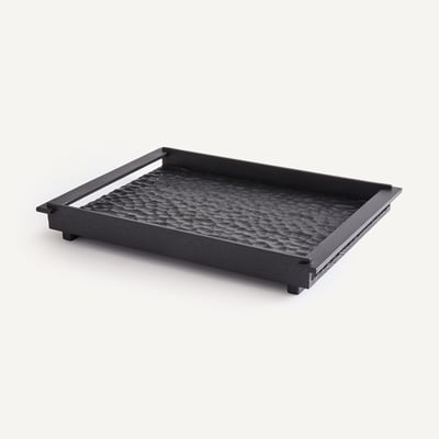 Rechthoekig dienblad in gegutst massief eiken, diepte 37 cm, AZAEL AM.PM