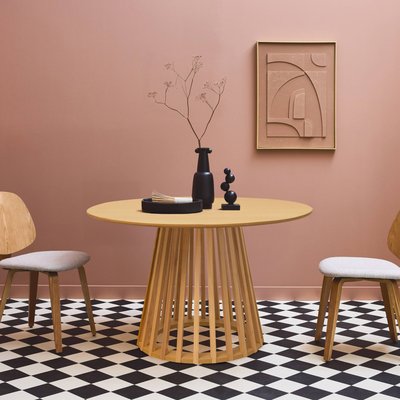 Table à manger ronde effet bois pieds bois de sapin 4 places CLARA SWEEEK