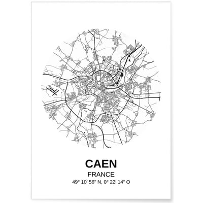 Affiche Carte Caen L'AFFICHERIE